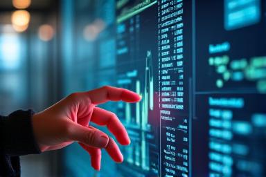 Mano tocando una pantalla con gráficos de inversión